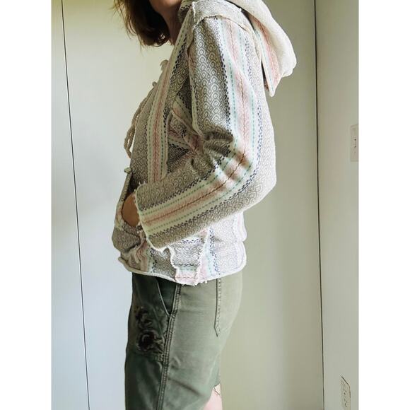 Billabong Beachy Hoodie Pastels Cream Size Medium Surfer Coastal Lace up - Picture 9 of 11